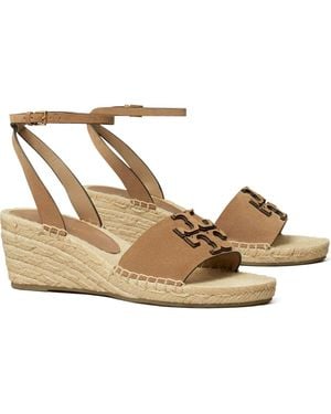 Tory Burch Ines Ankle Strap Espadrille Platform Wedge Sandal - Metallic