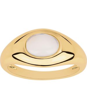ATHRA LUXE Oval Moonstone Dome Ring - Metallic