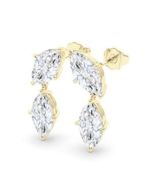 HauteCarat Lab Grown Diamond Twin Marquise Cut Drop Earrings - White