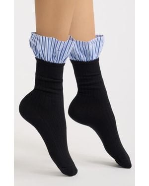 High Heel Jungle Lauren Stripe Ruffle Socks - Blue