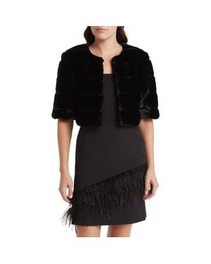 Eliza J Faux Fur Crop Jacket - Black