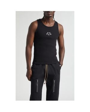 JKEEFER Embroidered Stars Organic Cotton Rib Tank - Black