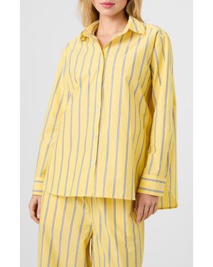 French Connection Rhodes Stripe Poplin Button-Up Shirt - Yellow