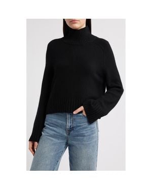 Reformation Brooke Crop Cashmere Turtleneck Sweater - Black