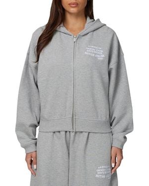Good For Nothing Cropped Zipped Icarus Hoodie - Gray