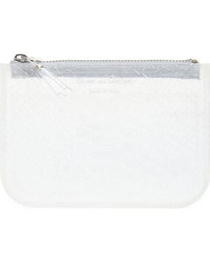 Comme des Garçons Small Snakeskin Embossed Zip Pouch - White