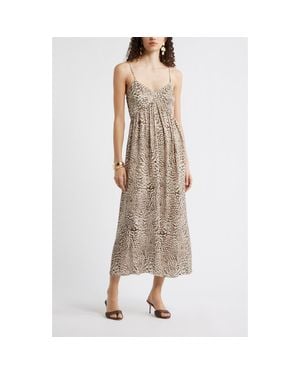 Nordstrom Strappy Gathered Midi Dress - Brown