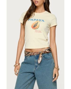 Edikted Papaya Stretch Cotton Graphic T-Shirt - Blue