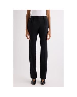 Balenciaga Slim Fit Pleated Tailored Wool Stretch Twill Pants - Black