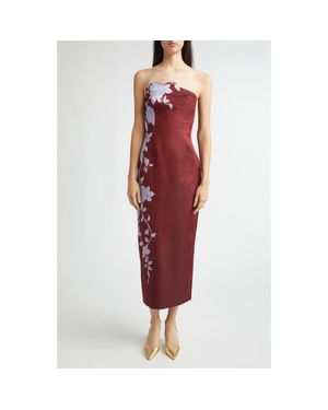Lela Rose Rose Engineered Brocade Strapless Column Dress