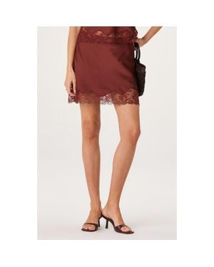 Astr Yulissa Lace Hem Miniskirt - Red