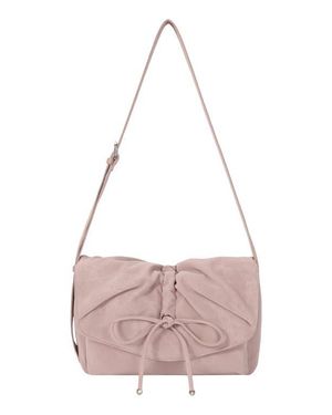orYANY Small Ruched Flap Faux Suede Crossbody Bag - Pink