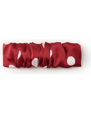 OLAH Polka Dot Silk Hair Barrette Clip - Red