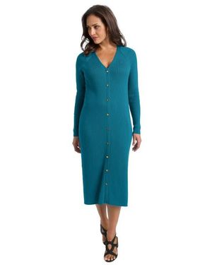 Jessica London Button Front Midi Dress - Blue