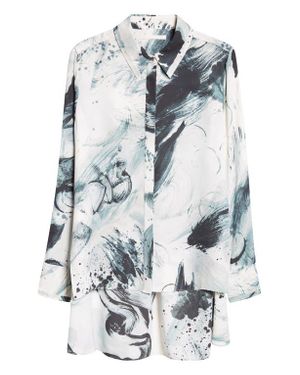 Jason Wu Brushstroke Print Georgette Button-Up Shirt - White