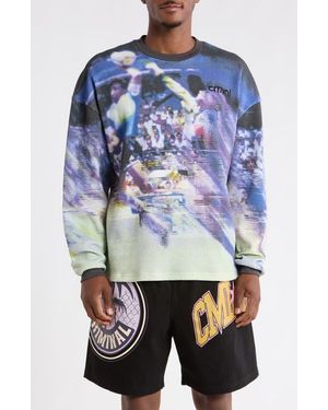 Criminal Damage Hand Of God Graphic Waffle Knit T-Shirt - Blue