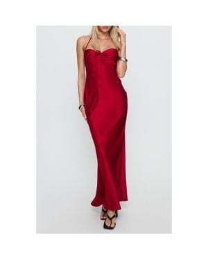 Princess Polly Costella Halter Satin Maxi Dress - Red