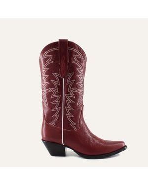 Buck & Brana Isabella Leather Boots - Red