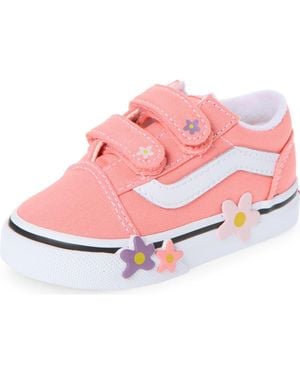 Vans Kids' Old Skool V Flower Sneaker - Pink