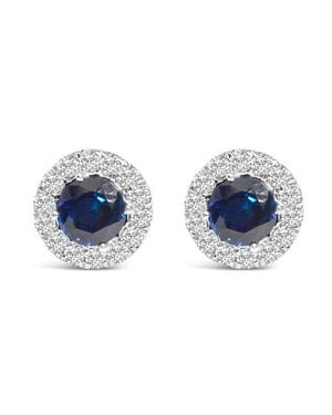 Haus of Brilliance 14K 3.0 Cttw Lab-Grown Diamond Halo Stud Earrings - Blue