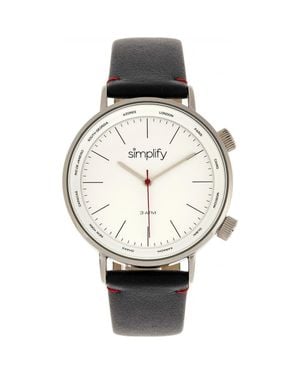 Simplify The 3300 Leather-Band Watch - Metallic