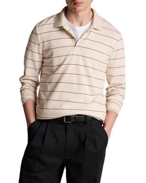 Vince Stripe Long Sleeve Polo - Multicolor