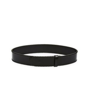 KHAITE Theo Whipstitched Leather Belt - Black