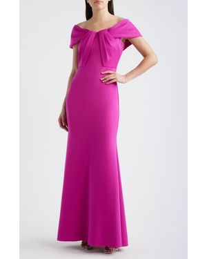 Eliza J Pleated Off The Shoulder Mermaid Gown - Pink