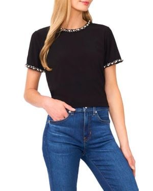 Cece Faux Pearl Embellished T-Shirt - Black