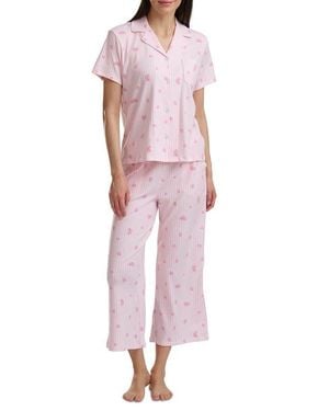 Splendid Notch Collar Crop Pajamas - Red