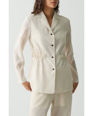 Theory Cinched Waist Wool Blend Jacket - Natural