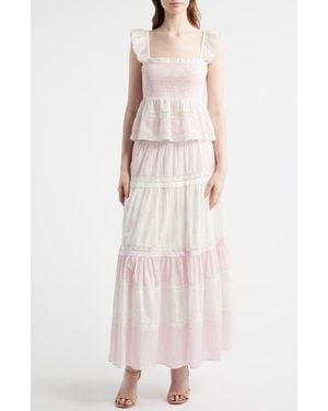 LoveShackFancy Phia Tiered Skirt - White