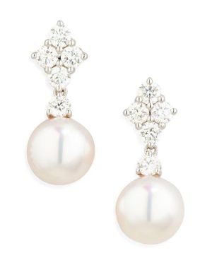 Mikimoto Akoya Pearl & Diamond Earrings - White