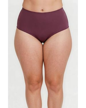 Calypsa Plus Size High-Waisted Bikini Bottom - Purple