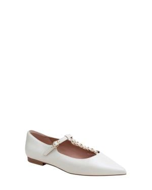 Linea Paolo Corinne Pointed Toe T-Strap Flat - White