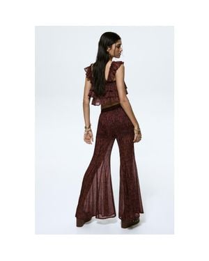 H&M Flared Crinkled Pants - Brown