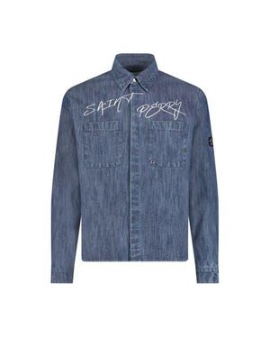 SAINT PERRY Maze Denim Shirt - Blue