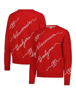 KADYLUXE Wisconsin Badgers Love Note Embroidered Pullover Sweater