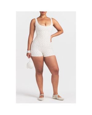 NikeSKIMS Matte Floral Corset Bodysuit - White