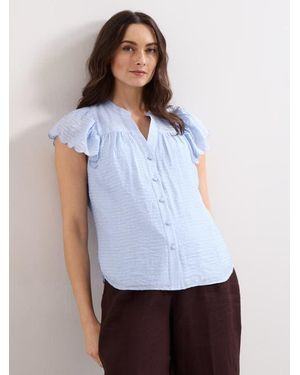Phase Eight Aleasha Scallop Sleeve V-Neck Blouse - White