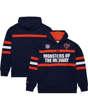 Mitchell & Ness Chicago Bears Vintage Logo Head Coach Fleece Pullover Hoodie - Blue