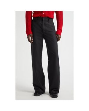 Séfr Jiro Wide Leg Twill Pants - Blue