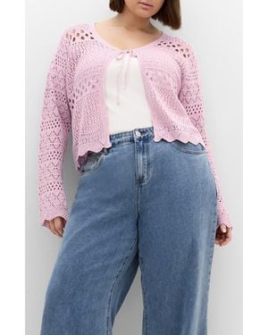 City Chic Love Open Stitch Cardigan - Blue