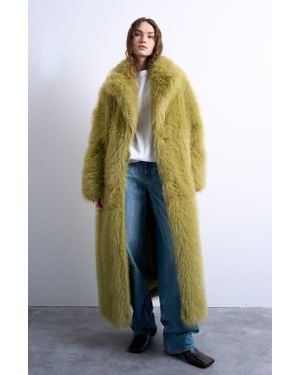 TOPSHOP Longline Faux Fur Coat - Multicolor
