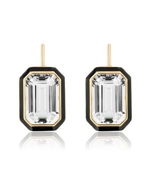 Goshwara Queen Emerald Cut Earrings - Black