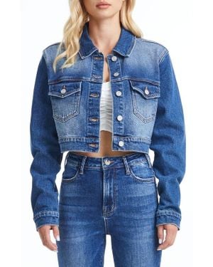 Bayeas Crop Denim Jacket - Blue