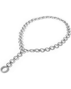 ZARUX Modern Circle Link Necklace With Moissanite Stone - Metallic