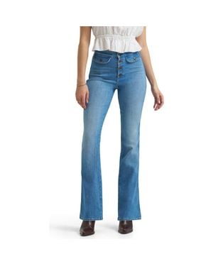 Lee Jeans Exposed Button High Waist Bootcut Jeans - Blue