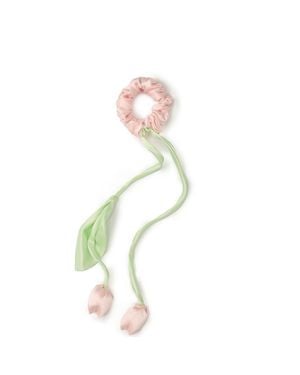 OLAH Tulip Silk Hair Tie Scrunchie - Green