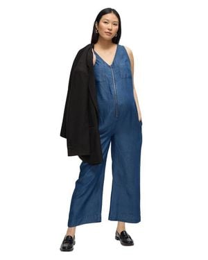 Ingrid & Isabel Wide Leg Chambray Maternity And Nursing Jumpsuit - Blue